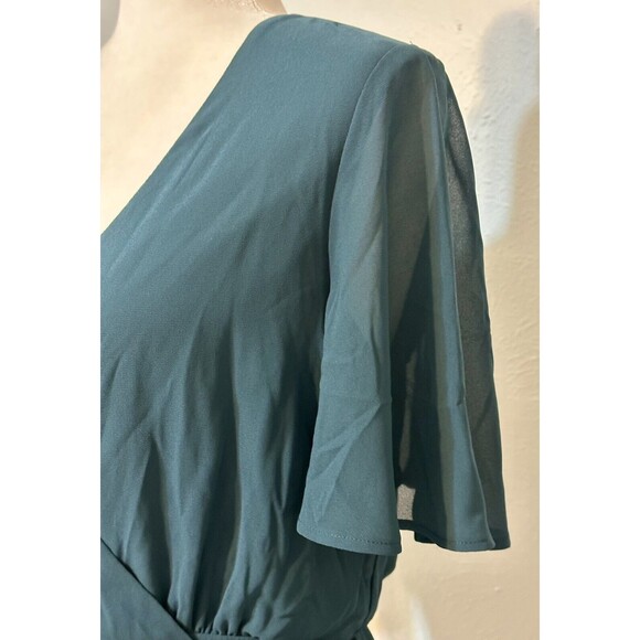 Show Me Your Mumu Women’Size M Sophia Wrap Green Maxi Dress Flutter Sleeve - Picture 5 of 15